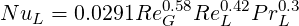 NuL =  0.0291Re0.G58Re0.L42Pr0L.3
     