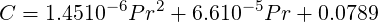 C = 1.4510-6P r2 + 6.610-5P r + 0.0789
     