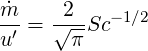 ˙m- = √2-Sc- 1∕2
u′     π
     