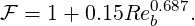 F  = 1+ 0.15Re0.b687.
