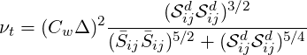                   (SdSd )3∕2
νt = (Cw Δ )2----5ij∕2--ij--d--d-5∕4-
            (SijSij)   + (SijS ij)
