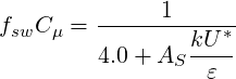          -----1-------
fswC μ =         kU *
         4.0+ AS -ε--
