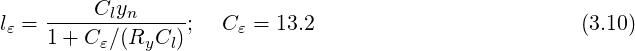 l = -----Clyn-----;  C  = 13.2                         (3.10)
ε   1 + Cε∕(RyCl )     ε
